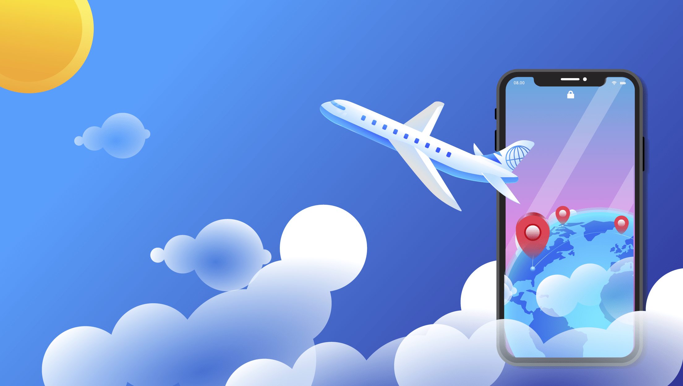 um avião decolando dos sites para o céu