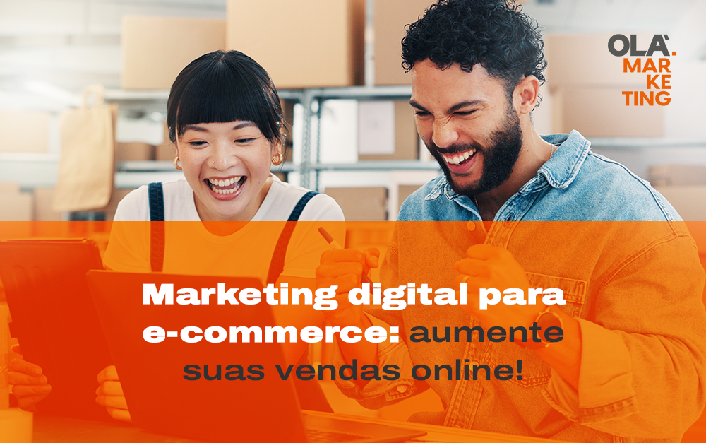 Imagem de dois donos de e-commerce conversando sobre como o marketing digital impulsionou as vendas online.