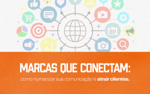 Imagem com diversos símbolos representando a comunicação da marca com o público.